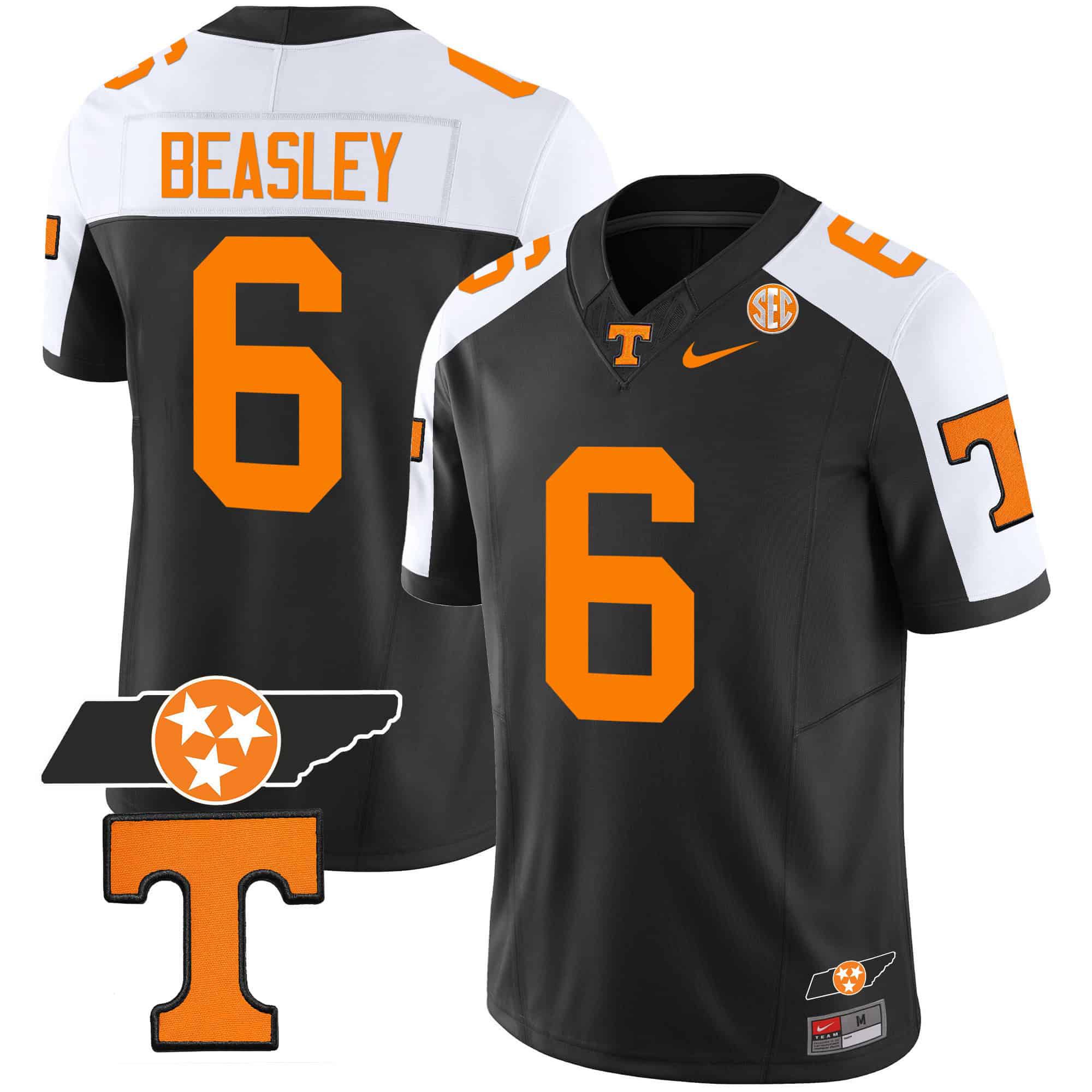 Men Tennessee Volunteers #6 Beasley Black 2024 Nike Checkerboard & Alternate NCAA Jersey->ncaa teams->NCAA Jersey